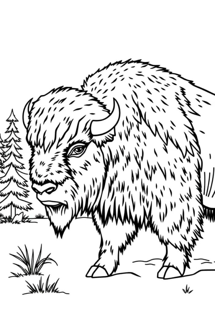 bison drawing coloring ideas pdf template sheet d
