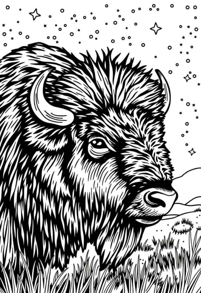 bison drawing coloring ideas pdf template sheet b