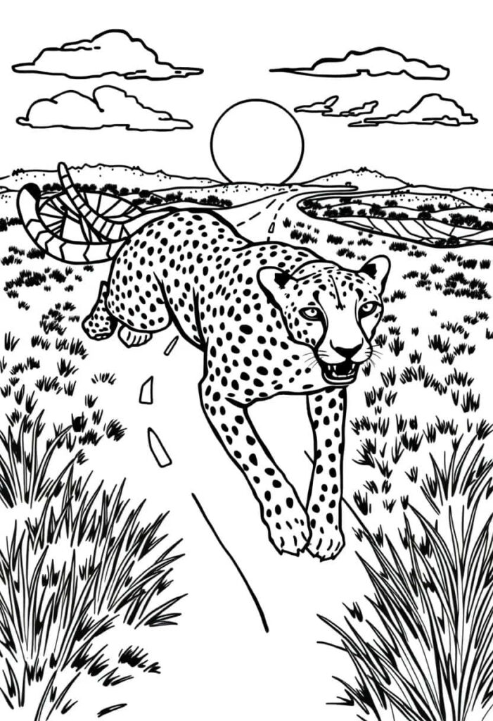 cheetah drawing coloring ideas pdf template sheet