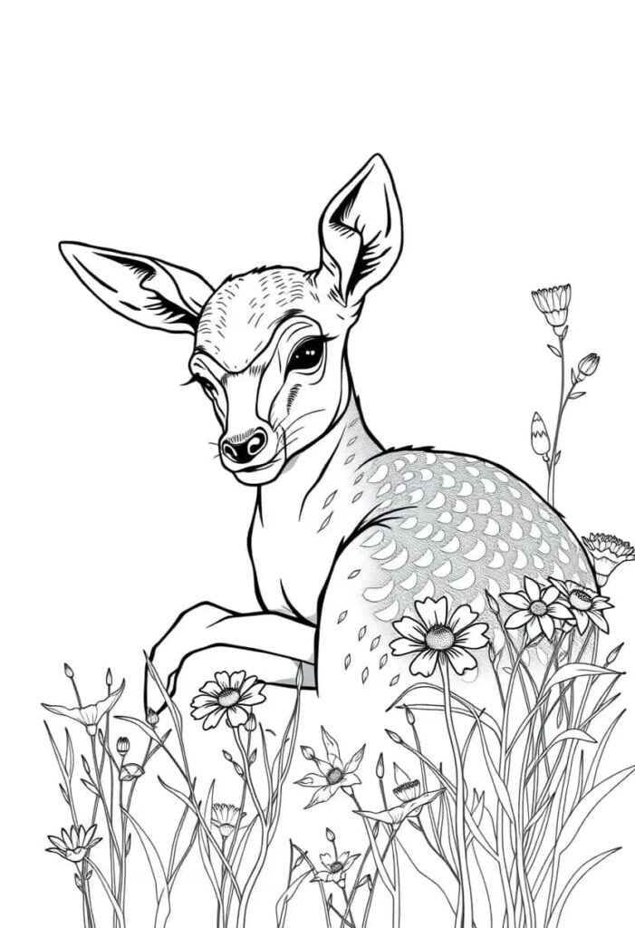 deer drawing coloring ideas pdf template sheet