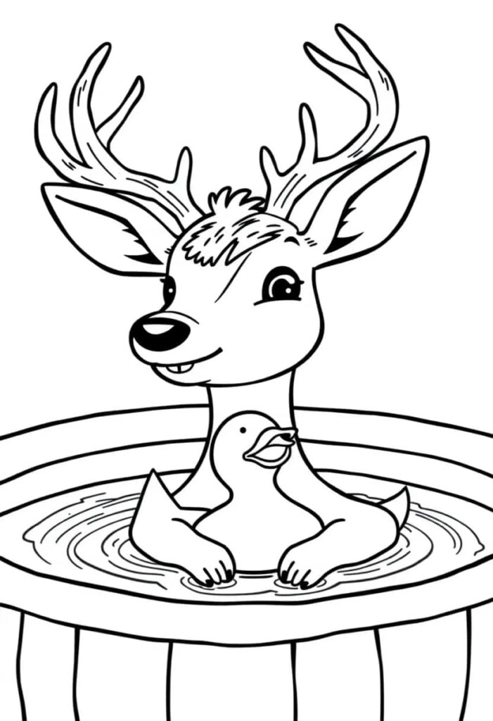 deer drawing coloring ideas pdf template sheet