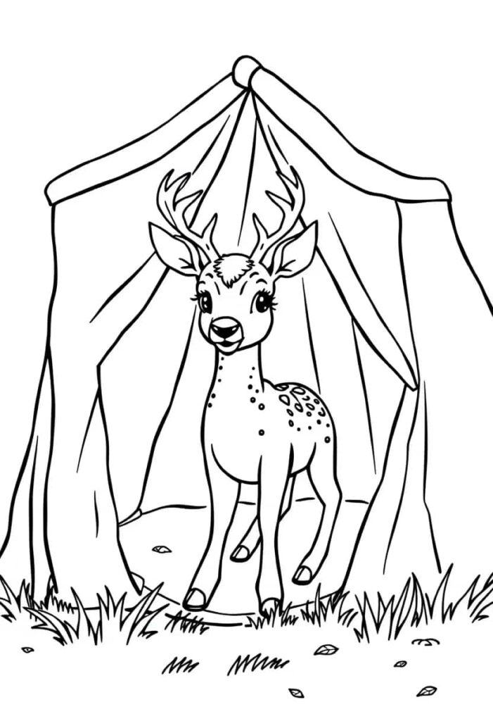 deer drawing coloring ideas pdf template sheet