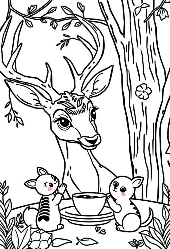 deer drawing coloring ideas pdf template sheet dc