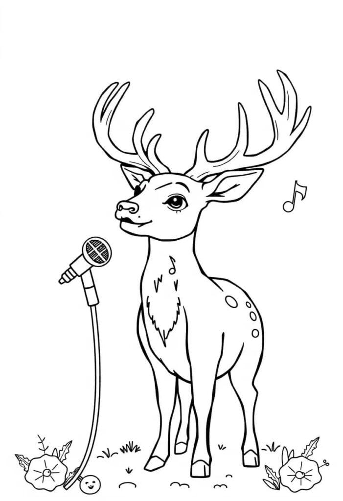 deer drawing coloring ideas pdf template sheet de