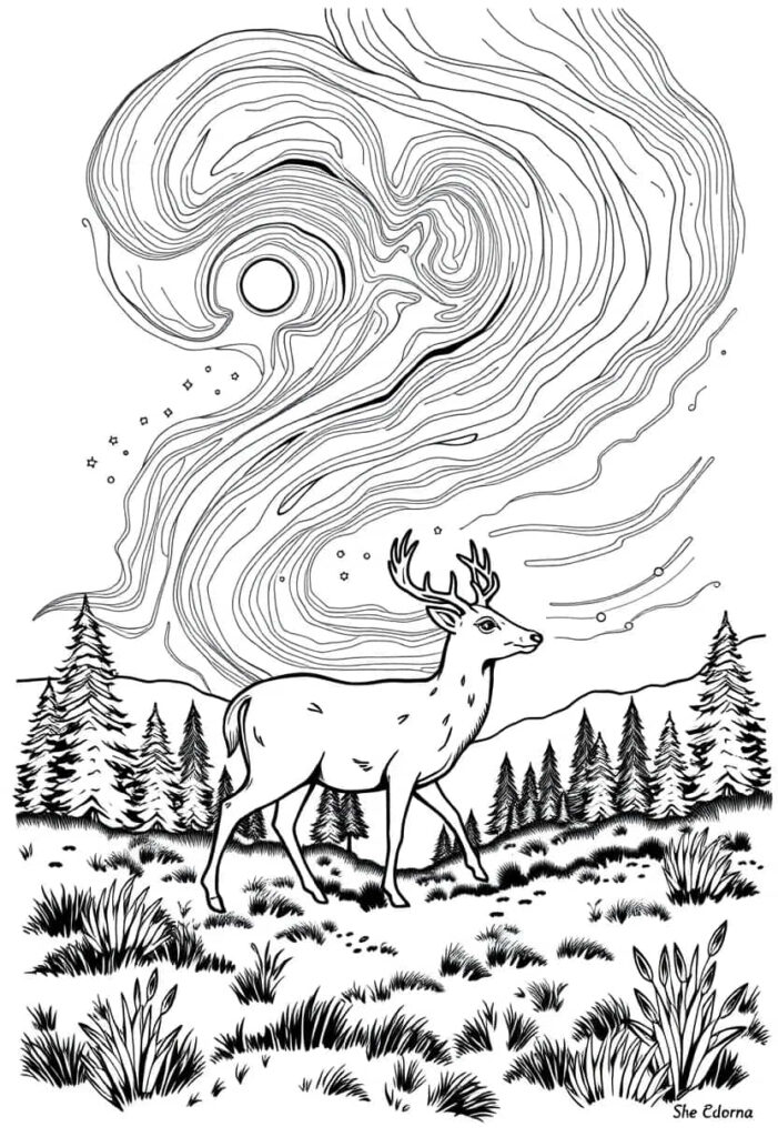 deer drawing coloring ideas pdf template sheet d