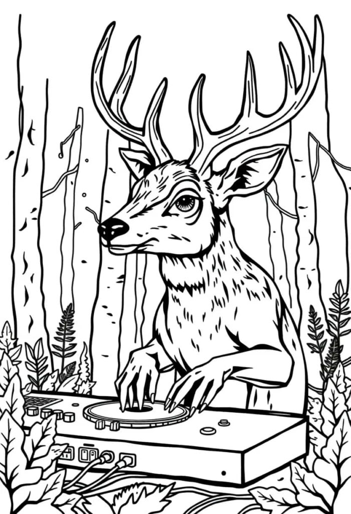 deer drawing coloring ideas pdf template sheet a