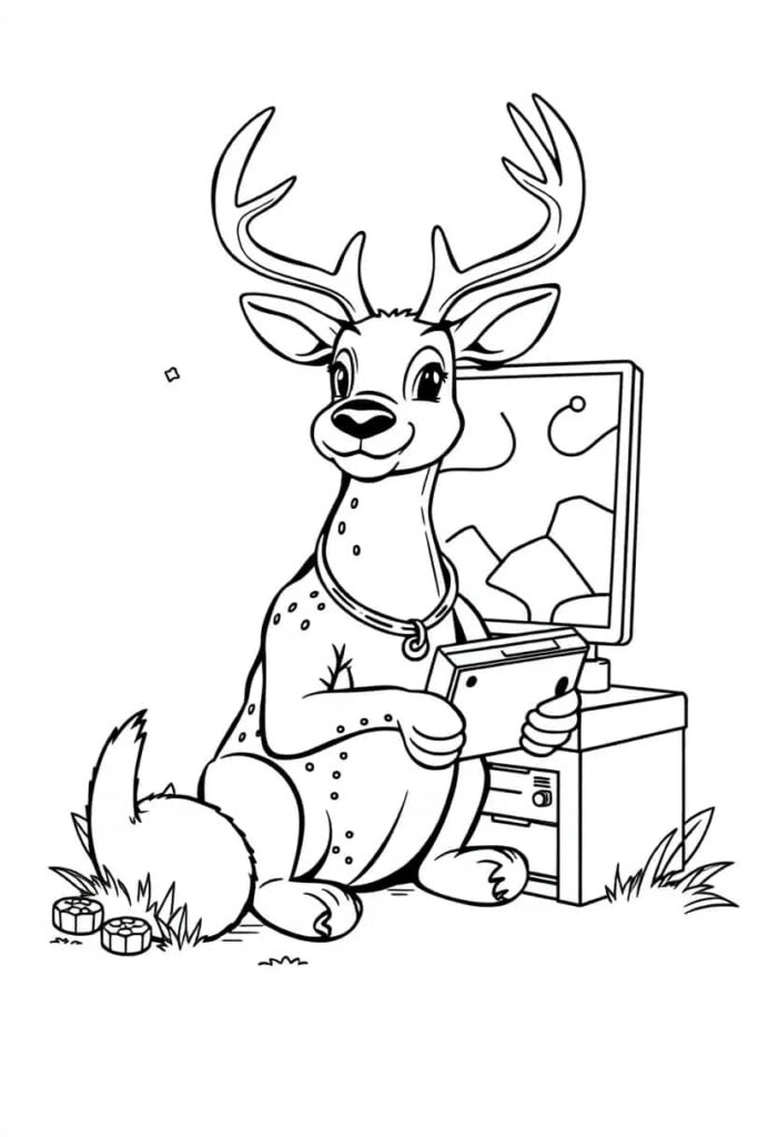 deer drawing coloring ideas pdf template sheet a