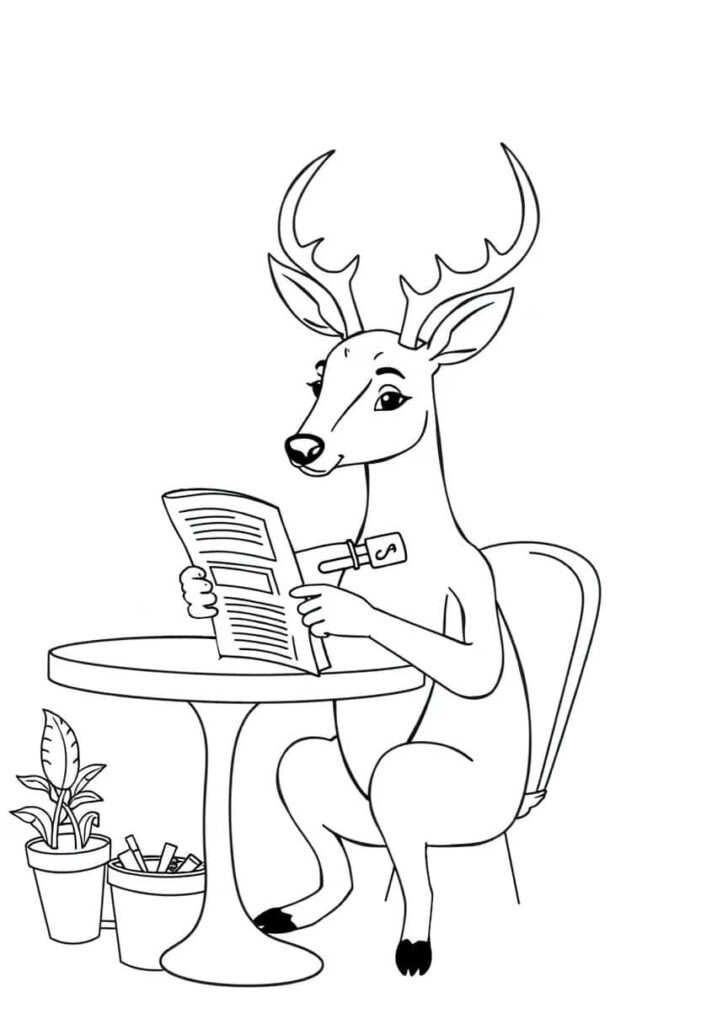 deer drawing coloring ideas pdf template sheet ba