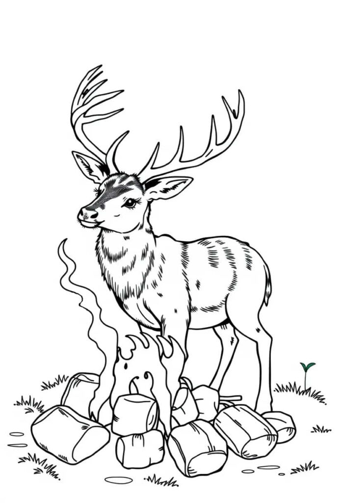 deer drawing coloring ideas pdf template sheet d