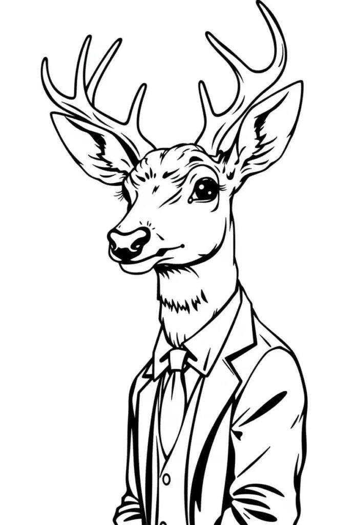 deer drawing coloring ideas pdf template sheet dcb