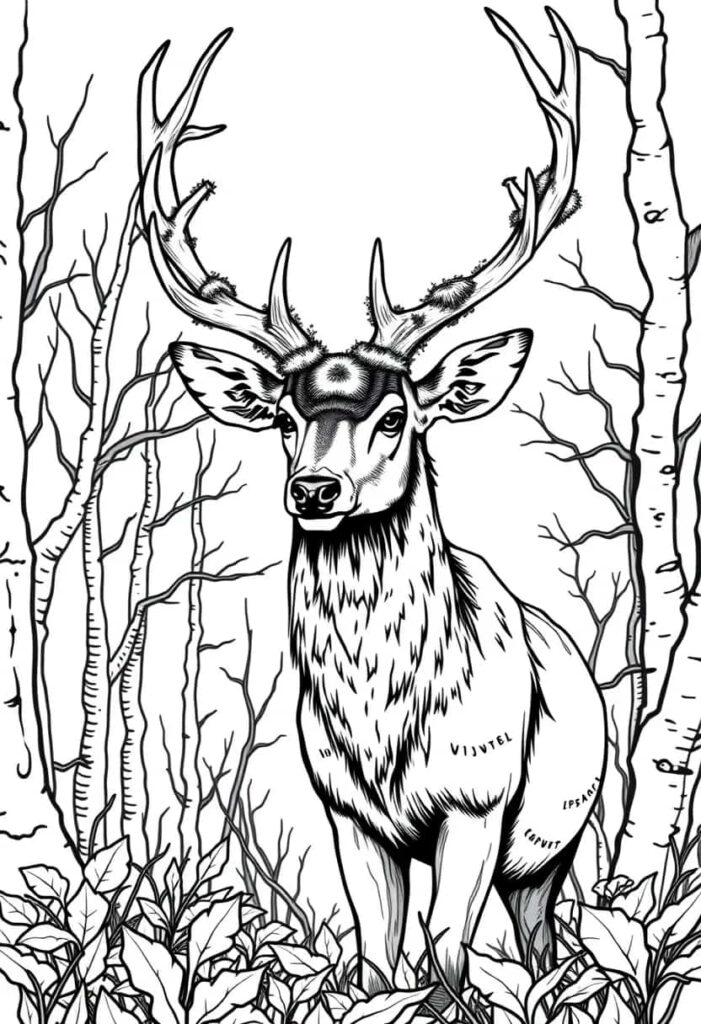 deer drawing coloring ideas pdf template sheet ec