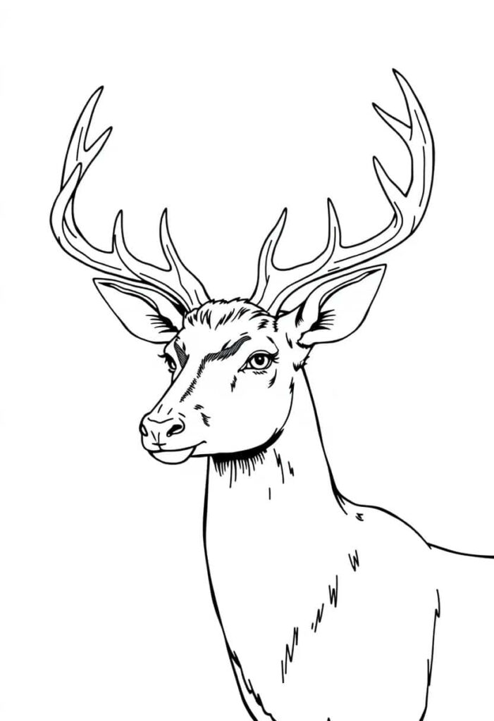 deer drawing coloring ideas pdf template sheet ff