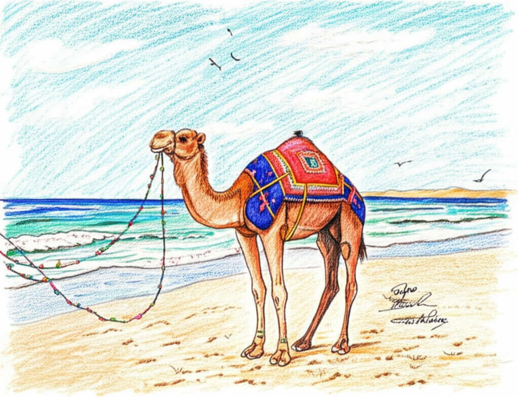 featured camel drawing