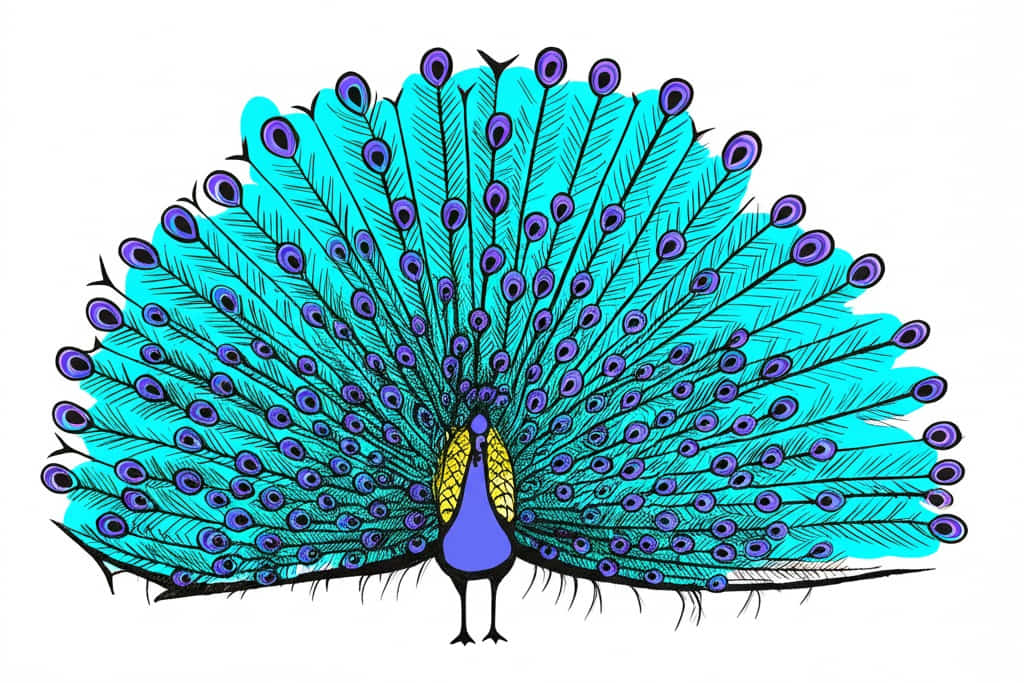 featured peacock drawing