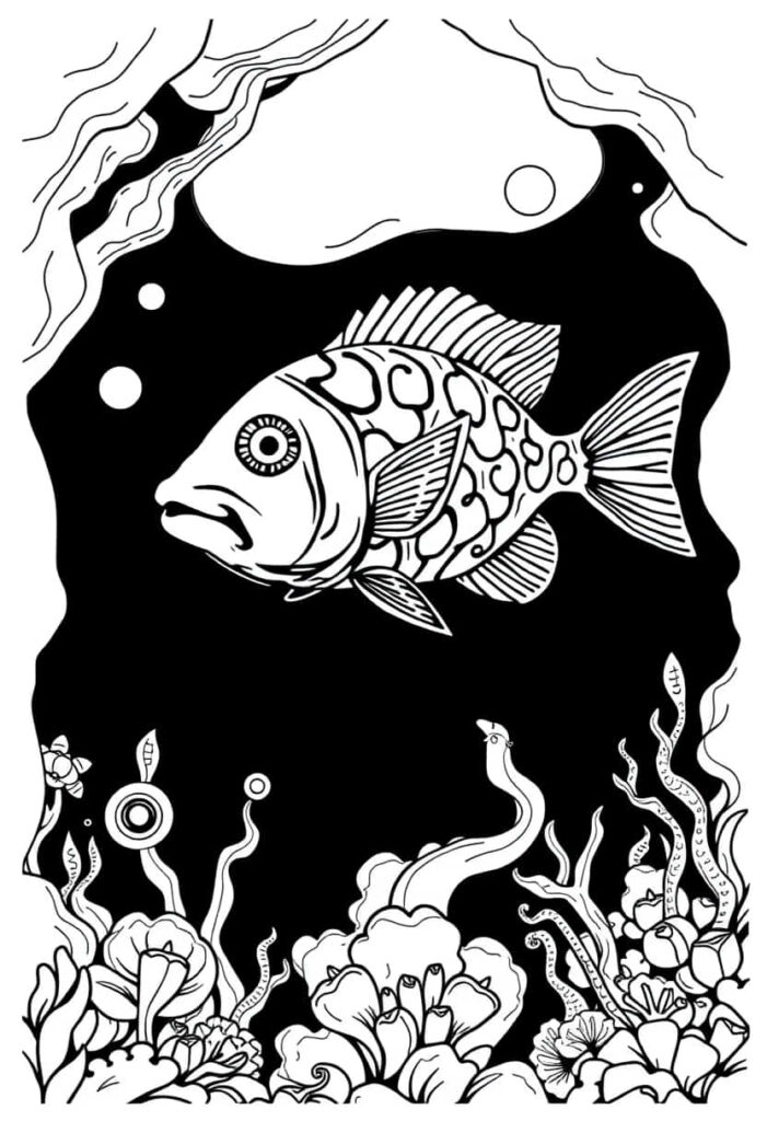 fish drawing coloring ideas pdf template sheet