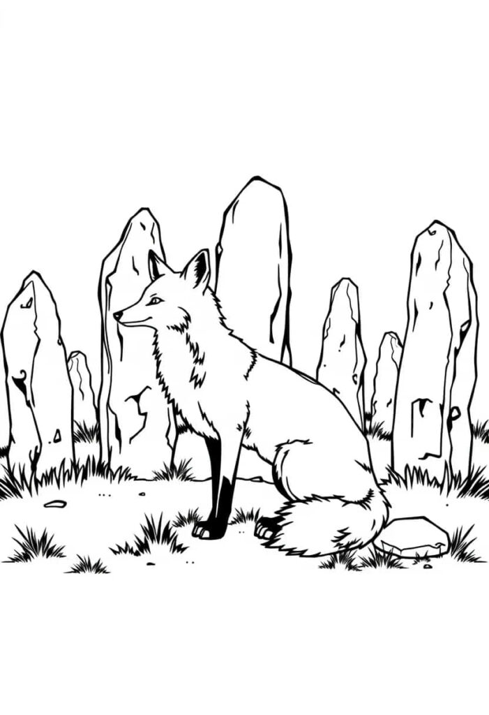 fox drawing coloring ideas pdf template sheet