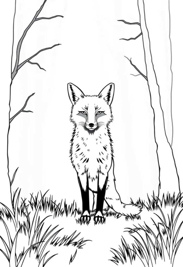 fox drawing coloring ideas pdf template sheet d