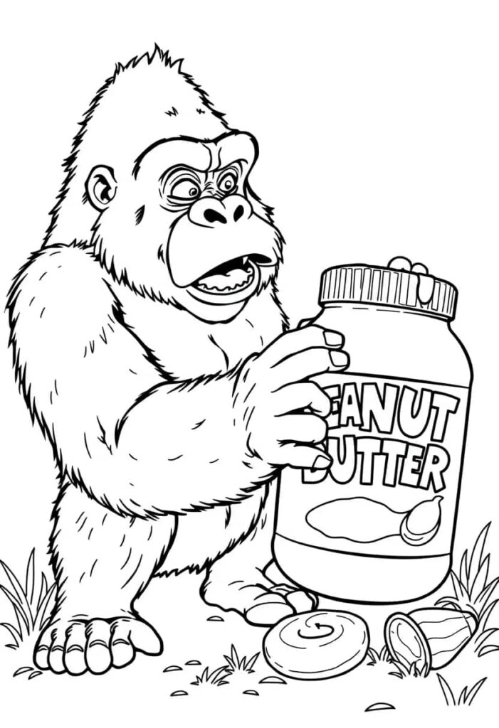 gorilla drawing coloring ideas pdf template sheet a