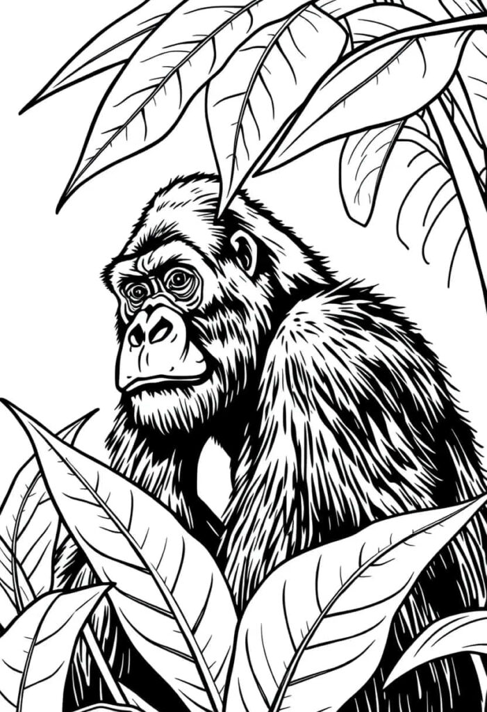gorilla drawing coloring ideas pdf template sheet