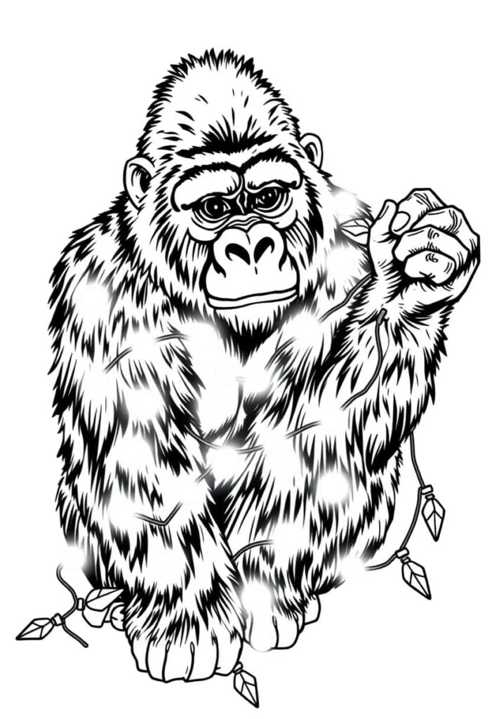 gorilla drawing coloring ideas pdf template sheet