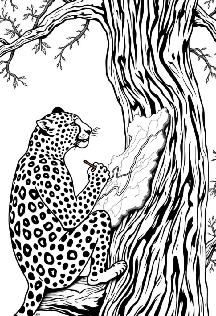 leopard drawing coloring ideas pdf template sheet b
