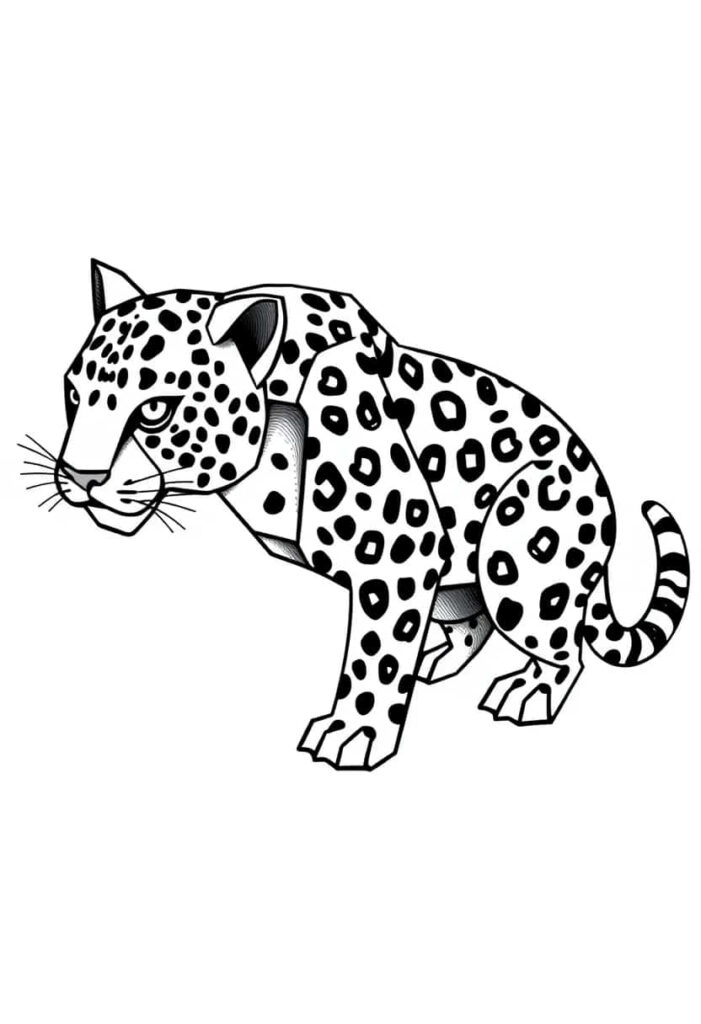 leopard drawing coloring ideas pdf template sheet