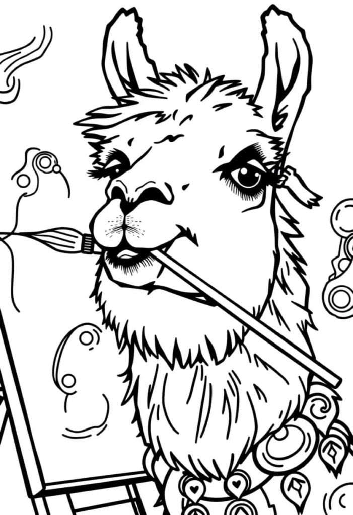 llama drawing coloring ideas pdf template sheet