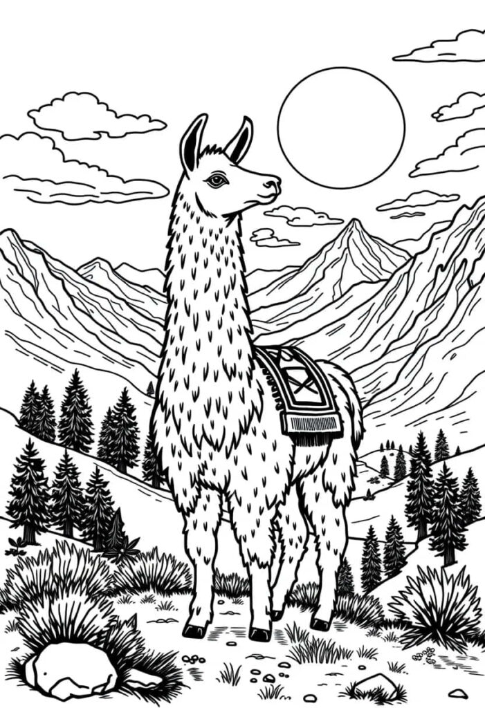 llama drawing coloring ideas pdf template sheet b