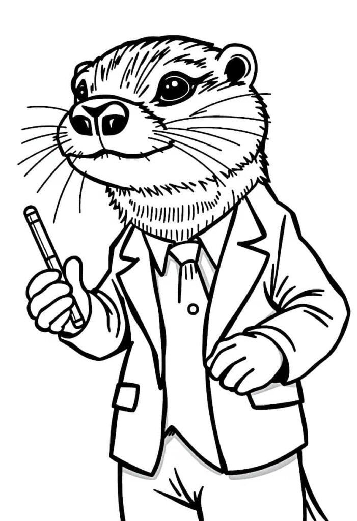 otter drawing coloring ideas pdf template sheet c