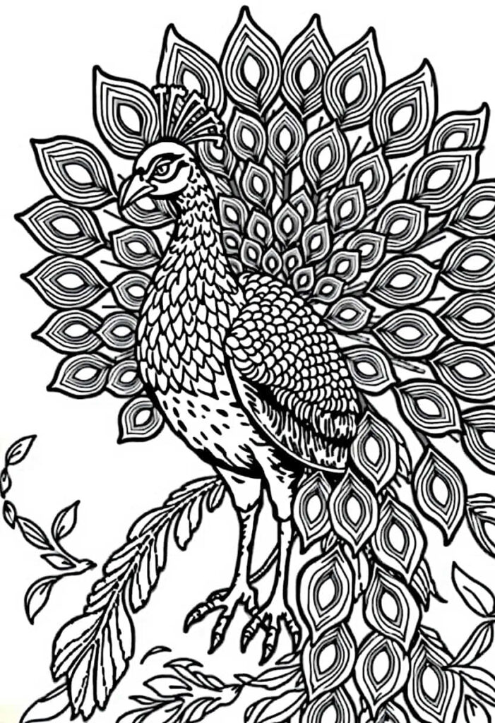 peacock drawing coloring ideas pdf template sheet ff