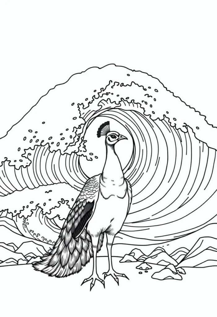 peacock drawing coloring ideas pdf template sheet f