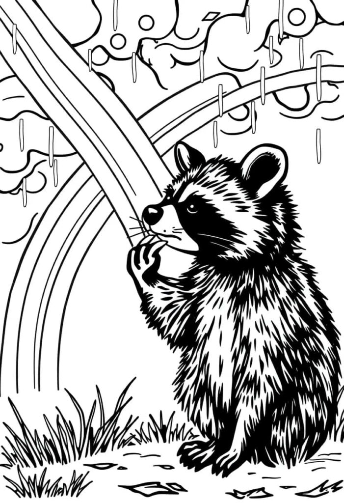 raccoon drawing coloring ideas pdf template sheet a