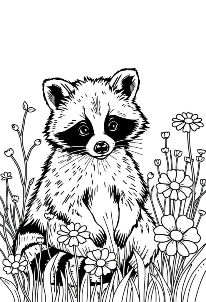 raccoon drawing coloring ideas pdf template sheet d