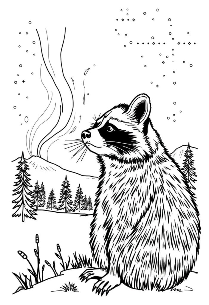 raccoon drawing coloring ideas pdf template sheet ea