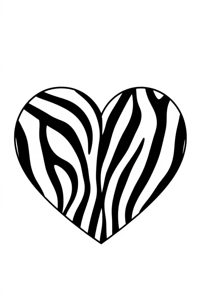 striped heart shape filled with zebra print