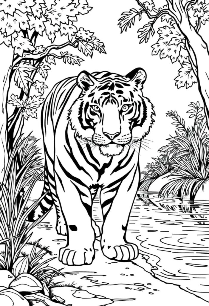 tiger drawing coloring ideas pdf template sheet b
