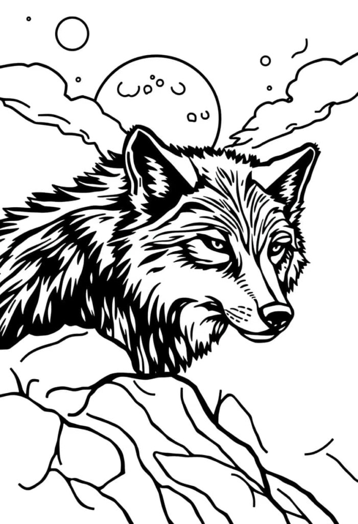 wolf drawing coloring ideas pdf template sheet f