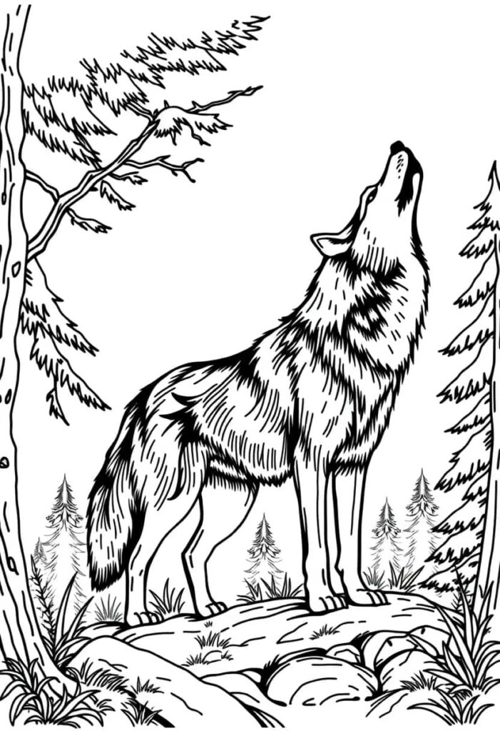 wolf drawing coloring ideas pdf template sheet ccf
