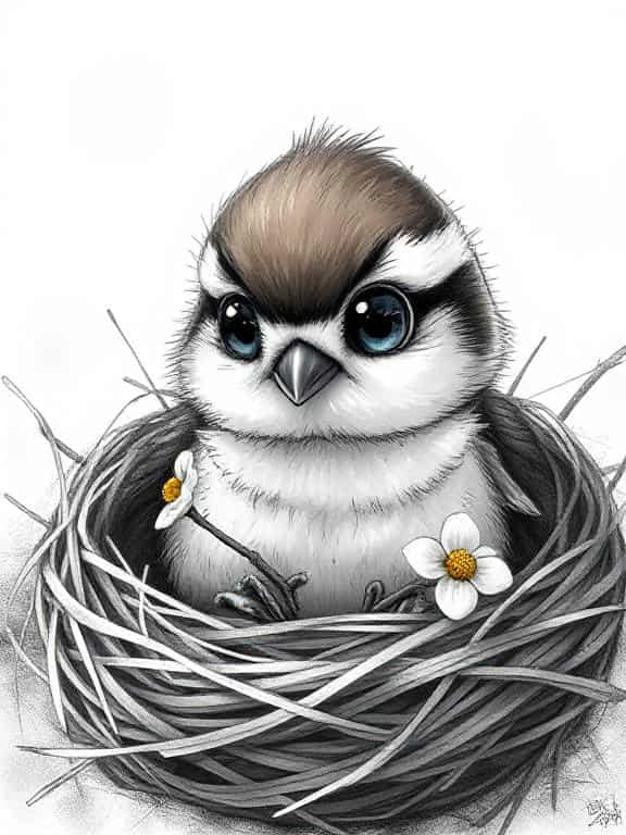 bird drawing sketch fa