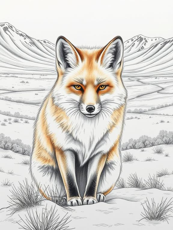 arctic fox drawing sketch