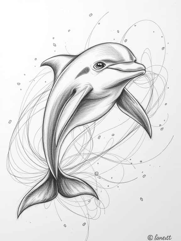 dolphin drawing sketch