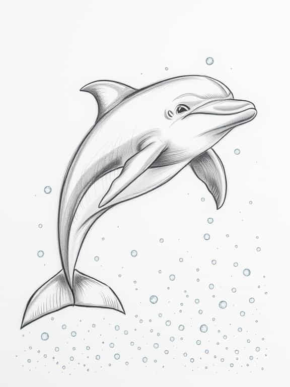 dolphin drawing sketch