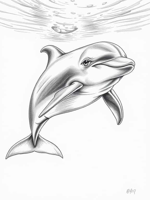 dolphin drawing sketch