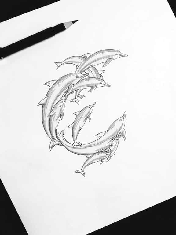 dolphin drawing sketch