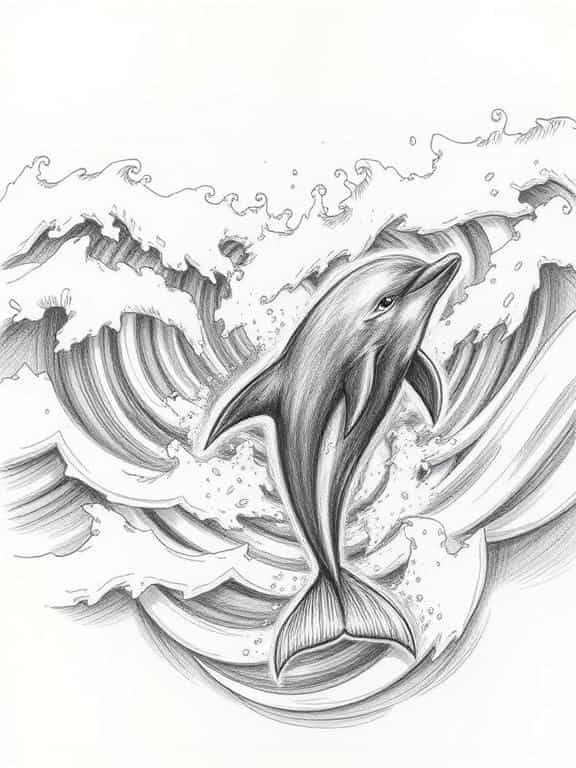 dolphin drawing sketch e
