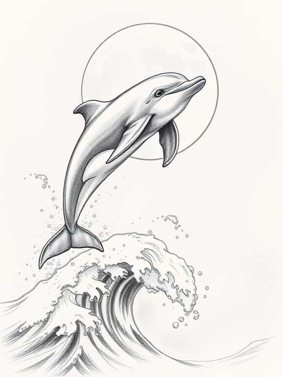 dolphin drawing sketch