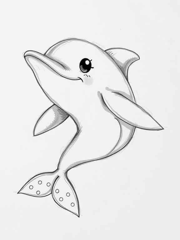 dolphin drawing sketch ca