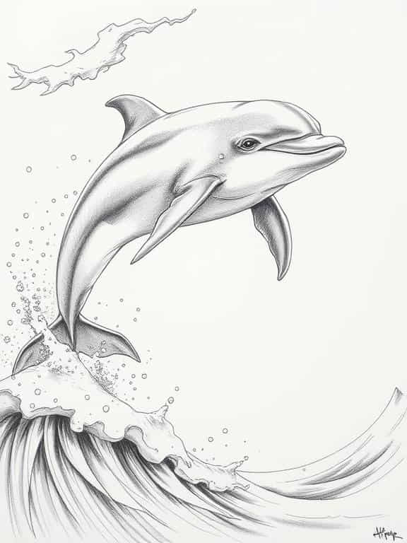 dolphin drawing sketch d