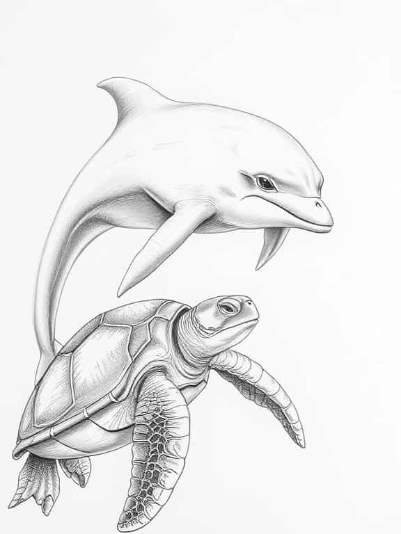 dolphin drawing sketch fe
