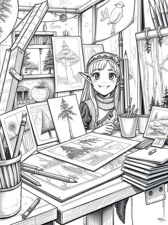 elf drawing art sketch ideas e